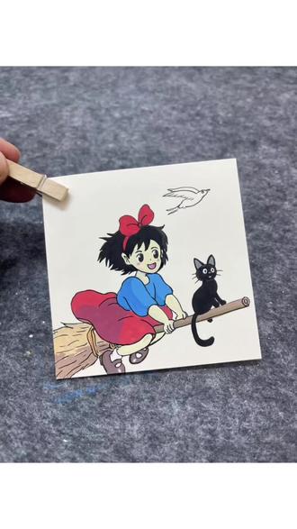 ✨ 小女巫琪琪上线!带着黑猫吉吉一起出发,去赴一场属于夏天的飞行冒险🧹#瞎画 #画一个故事