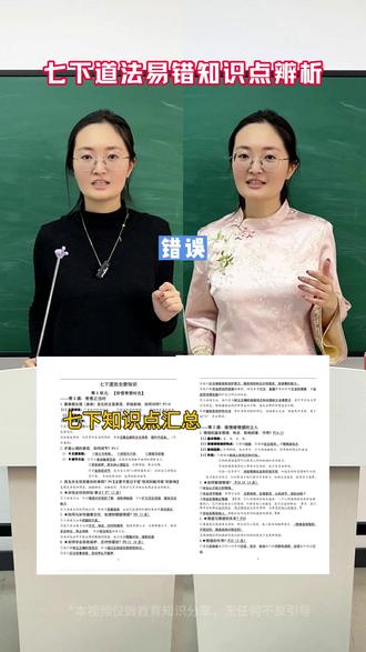 七下道法99%的人会错的考试高频易错点 易错点:期待独立自主,不想受家长干涉,但是又希望从家长那里得到支持,体现了闭锁与开放的心理矛盾。
纠正:体现了独立与依赖的心理矛盾。
易错点:外在美比内在美更重要。
纠正:在塑造身体、仪表等外在美的同时,更要注重品德和文化修养,提升内在美。
易错点:自尊就是自我尊重。
纠正:自尊包括自我尊重和赢得他人的尊重。
易错点:青春期身体发育的速度比心理发展速度要慢。
纠正:青春期身体发育的速度比心理发展速度要快。
易错点:向信任的人倾诉属于认知调节法。
纠正:向信任的人倾诉属于合理宣泄法。
#初中道法 #初中政治 #道德与法治 #家长必看 #家长收藏孩子受益