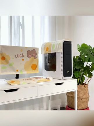 可爱ins风电脑防尘三件套,全包保护超实用! #电脑防尘罩 #防尘三件套 #键盘保护套 #显示器保护 #台式电脑保护