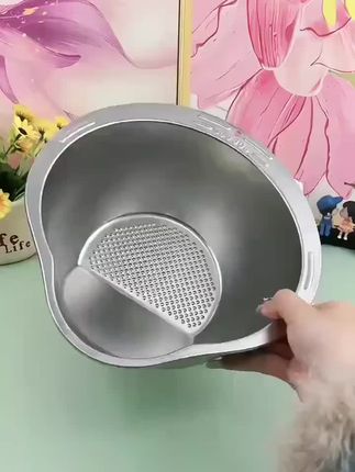 #创作灵感 加厚304不锈钢盆家用斜底多功能沥水细孔洗菜厨房淘米不漏米便携#厨房好物 #居家好物 #好物推荐🔥 #好物分享