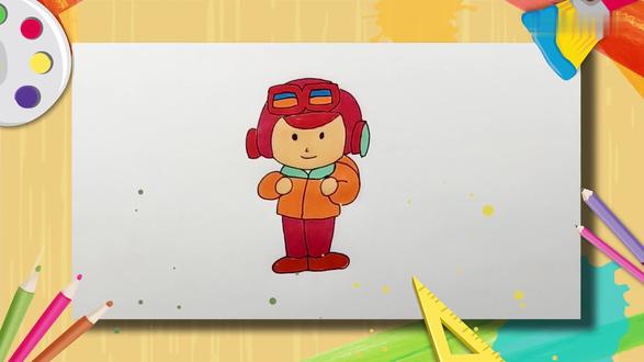 飞行员简笔画
1、先画飞行员的头部。2、然后画上他的五官,一个大大的眼镜在他的帽子上面,两只小手背着包。3、然后画他的脚。4、给帽子和衣服涂上红色,脸部和手涂上淡黄色,衣服涂上黄色,最后把脚涂上红色就可以了 。 #艺术 #简笔画 #飞行员 #笔画