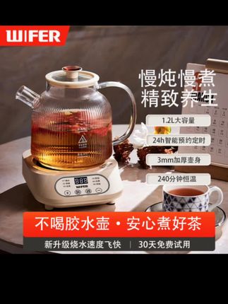 WIFER新款养生壶花茶壶多功能家用玻璃办公室小型炖煮一体烧水壶#好物推荐🔥 #养生壶推荐 #多动能养生壶 #烧水壶
