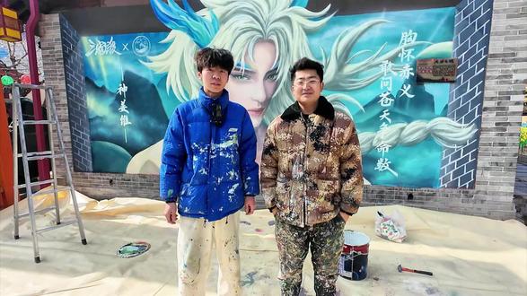 @可乐绘画画 第一回跟可乐合作在甘肃天水,天水古城完成了三国杀神姜维墙绘。天水是个好地方,欢迎大家来甘肃,来天水,来庆阳#我为家乡代言 #手绘墙 #马上三国杀 #三国杀天水文旅联动