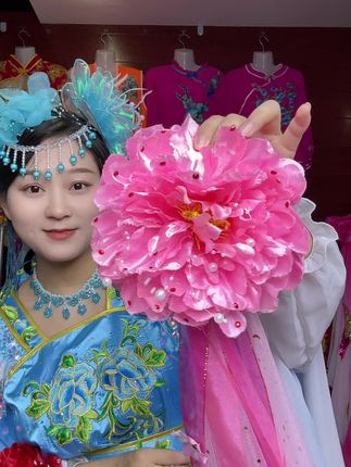 大花款飘带,仙仙的#秧歌头花 #秧歌用品