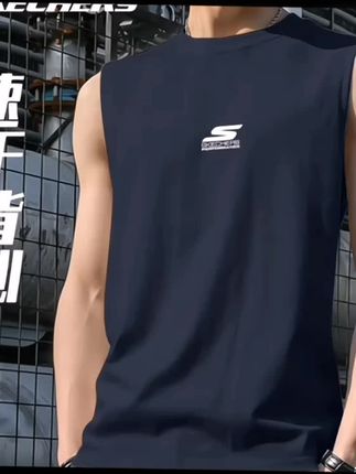斯凯奇冰丝背心男2025夏季速干透气宽松坎肩运动健身无袖跑步T恤#斯凯奇冰丝背心#夏季速干透气背心#运动健身无袖跑步T恤