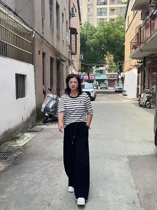 美式显瘦卫裤2025新款高腰窄版阔腿裤常规小个子直筒休闲裤8932