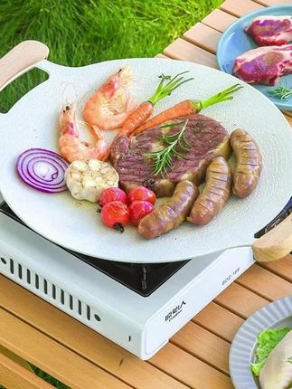 烤肉多功能麦饭石不粘锅方便户外烤盘野炊 #户外烧烤 #韩式烤肉 #野炊必备 #露营装备 #好物推荐