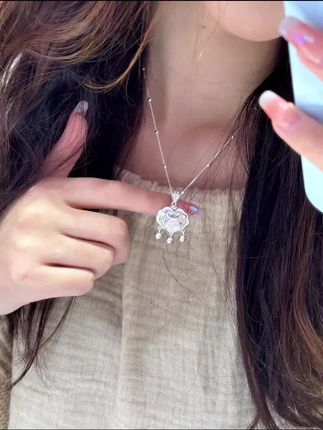 平安锁送女友礼物闺蜜宝宝民族风编绳项链银饰品