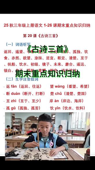 #生活服务热点中心 #三年级 #三年级语文#三年级语文期末复习@DOU+小助手 @抖音小助手 《古诗三首》