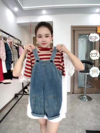 太可爱了吧!#女童套装 #男童女童背带裤 #男女童牛仔背带裤 #男女童装 同款背带裤