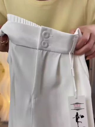 【版型好】双扣西装裤女2025新款夏季凉高腰宽松窄版阔腿休闲裤白色#高腰西装裤#窄版阔腿裤#遮肉显瘦#休闲百搭@DOU+好生意 @DOU+上热门 @DOU+小助手