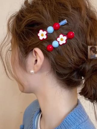 #发饰发夹 #花朵 #发夹 #头饰搭配 #甜美风