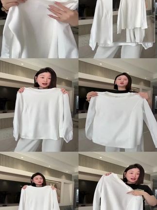 #大码女装T恤#穿出自己的风格 #修身显瘦#时尚潮流穿搭 大码胖mm2025秋季韩版新款休闲打底衫圆领褶皱拼接长袖简约T恤102
