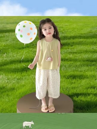 女童无袖娃娃衫彩色点点套装2025夏季新款女宝宝时尚波点两件套潮#无袖 #潮流童装 #时尚童装 #好物推荐 #童装推荐
