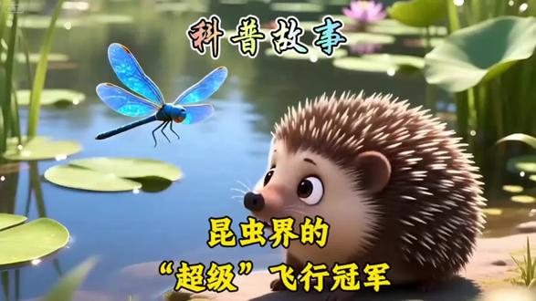 森林小科学家|倒飞、悬停、急转弯?蜻蜓是昆虫界飞行员! #自然知识科普 #创作者中心 #创作灵感 夏天的池塘边,几只蜻蜓飞来飞去,翅膀亮晶晶的,像小飞机。小刺猬球球趴在岸边,看着一只蓝色的蜻蜓在空中忽上忽下、忽左忽右,还时不时悬停在空中一动不动。“跳跳!蜻蜓怎么飞得这么厉害?还能停在天上!”球球惊讶地喊。小松鼠跳跳跑过来:“蜻蜓是飞行高手!它的两对翅膀可以独立扇动,想快就快,想慢就慢,还能悬停、倒飞、侧飞,直升机能做到的动作它都能做。”球球瞪大眼睛:“倒飞?它还能倒着飞?”跳跳点点头:“对!蜻蜓是昆虫界的飞行冠军。它飞得快的时候,一小时能飞好几十公里。而且它的眼睛也特别厉害——两只复眼由两万多只小眼睛组成,几乎能看到四面八方,蚊子从哪个方向飞过来,它都能一眼发现。”