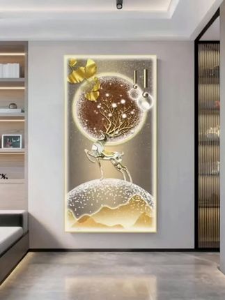 【星空福禄】入户玄关装饰画H铝合金晶瓷钻新家居装修走廊过道-带灯#挂画 #装饰画
