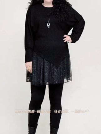 这条连衣裙把“高级感”和“藏肉”玩明白了✨ 蝙蝠袖+网纱设计,大码穿也轻盈显瘦,秋冬穿又暖又仙,120-180斤都能穿出氛围感~#大码连衣裙 #秋冬新款 #蝙蝠袖设计 #网纱裙 #高级感穿搭