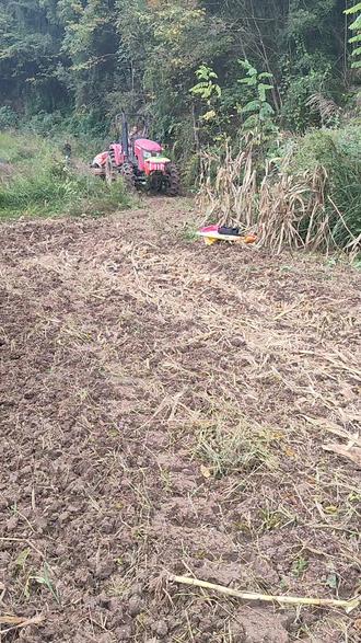 纪公庙村集体经济组织在二道坪种小麦。