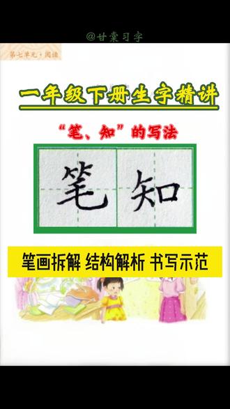 一学就会的笔、知字的写法 一年级语文下册第七单元14《文具的家》#一学就会系列#笔 #知 #同步生字 #规范字书写技巧