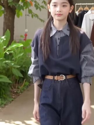 #潮流时尚穿搭 欧洲站2025秋装新款欧货假两件卫衣拼接格子长袖衬衫女春秋衬衫潮#时尚潮流穿搭 #时尚气质穿搭 #青春活力