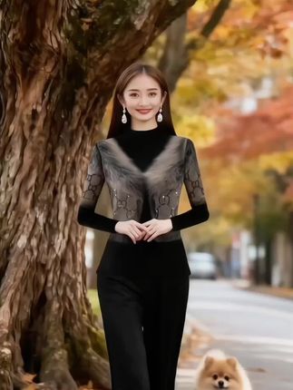 #秋冬加绒加厚打底衫#时尚长袖上衣#秋冬新款#打底衫#减龄保暖上衣