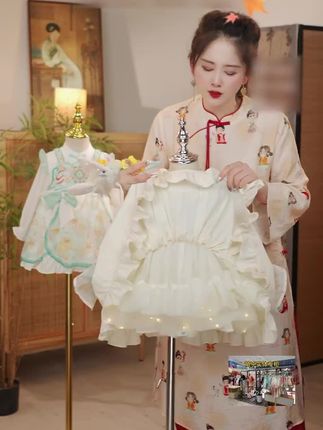 萌乎【玉兔发光洛丽塔】女童汉服儿童中秋新款中秋古风公主裙253880