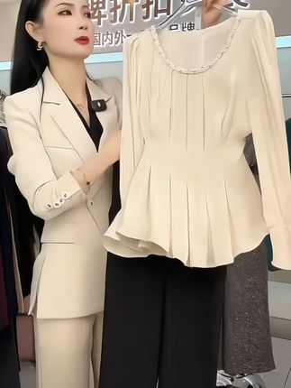 【纪朵研】8035#时尚气质显瘦收腰衬衫裤子套装2025秋季新款两件套#套装推荐#气质套装#秋季新款#新款上新