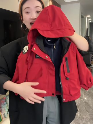 儿童时髦冲锋衣外套洋气男童休闲三合一户外防风保暖女童风衣#潮童穿搭 #儿童冲锋衣外套 #儿童冲锋衣三合一