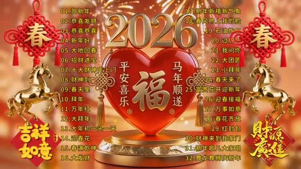 『新年祝福歌曲精选集』2026福气满满,马年顺遂,平安喜乐