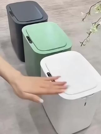#智能感应垃圾桶 0.3秒自动开盖,5秒自动关盖,全程静音自动开合,高端大气上档次!