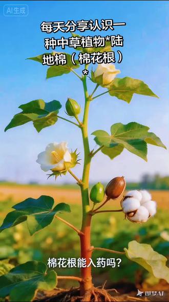 陆地棉(棉花根)
别名;蜜根,土黄芪。
来源:为锦葵科植物陆地棉的干燥根。
性味:味甘、性温。
识别特征:陆地棉为一年生草本,株高1~1.5米。茎直立,幼茎绿色密被茸毛,老茎基部淡红褐色。叶互生,阔卵形,掌状3浅裂,裂片三角状卵形,叶面深绿、沿脉具粗毛,叶背淡绿疏生长柔毛,掌状脉明显。
花单生叶腋,乳白色至淡黄色,花瓣5枚,基部无红心;小苞片3枚离生,基部心形,边缘具7~9个长尖齿。蒴果卵圆形,长约4厘米,光滑,3~4室,熟时开裂,吐出白色棉絮。
根为直根系,主根明显,干燥根皮呈管状或卷束,淡棕色,有纵纹与皮孔,断面强韧纤维性。
生长习性及分布区域:陆地棉喜温暖、光照充足环境,耐热不耐寒,适宜生长温度25~30℃,需水量大但忌积水。对土壤要求不严,以疏松肥沃、排水良好的砂质壤土为佳,耐旱、耐盐碱能力较强,生长期较长,从播种到采收需5~6个月。
原产于美洲墨西哥一带,现全球热带、亚热带地区广泛栽培。在我国主产于黄河流域、长江流域及西北内陆棉区,包括新疆、河北、山东、河南、湖北、江苏等省份,是我国栽培面积最广、产量最高的棉花品种。
采收时间与加工方法:陆地棉根一般在秋季棉花采收后、植株枯萎前采挖,此时根部有效成分积累充足。采挖后洗净泥沙,剪去须根,晒干或低温烘干即可;若加工成棉根皮,可趁鲜刮去外层粗皮或剥取根皮,再晒干贮藏,置于干燥通风处防霉变。
作为民间常用草药,陆地棉根性平和,在传统经验中多用于调理相关不适,仅作科普与植物知识介绍,不作主治、疗效承诺,不替代处方药。其根皮纤维性强,民间多作煎服使用,侧重日常保健参考。
本品为普通药用植物原料,使用前建议咨询专业医师或药师,严格按规范使用,不可自行配伍、过量服用,孕妇、儿童及体质特殊者需在专业指导下慎用。
