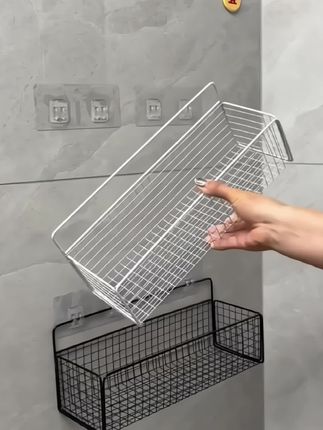 #创作灵感 在浴室安一个这样的置物篮可以收纳常用的洗涑用品,厨房安一个放葱姜蒜,干净通风又整洁#多功能收纳篮 #多功能收纳框 #浴室收纳置物架 #厨房收纳篮