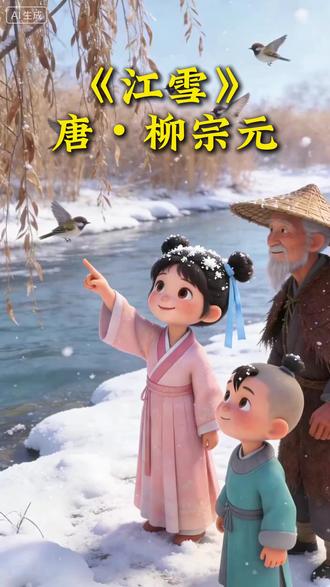 每日学唱古诗《江雪》,听会的故事忘不掉! #看动画学古诗 #古诗词#儿童古诗教学