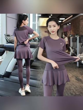 夏季薄款瑜伽服遮肉速干套装网纱假两件户外健身跑步服晨跑女1210#好物推荐 #运动用品 #夏季瑜伽服 #瑜伽服套装 #瑜伽服