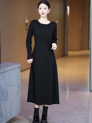 #秋冬新款#女装#长袖连衣裙#加厚保暖又好看#优雅气质百搭显瘦