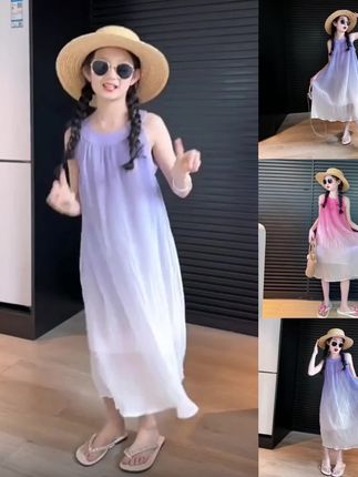 女童波西米亚连衣裙2025新款女大童夏季度假沙滩大童女童夏装