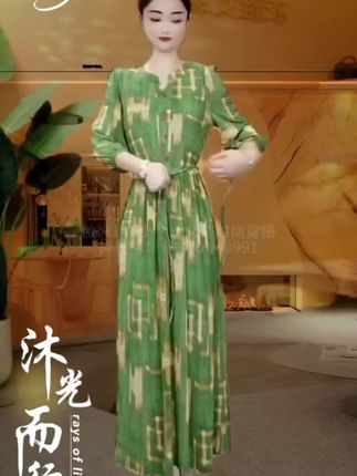 【衣雅严选】8121-1790#夏季新款弹力缎系带中袖气质显痩连衣裙