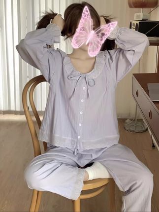 小个子纯棉长袖女士春秋季甜美可爱2024新款宽松长裤家居服两件套#穿出自己的风格 #洋气减龄 #穿出自信穿出美丽 #回头率爆棚 #好穿又好搭