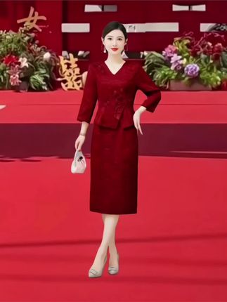 #创作灵感 春秋婚礼妈妈婚宴礼服喜婆婆装敬酒连衣裙长袖气质潮时尚#喜婆婆喜妈妈 #连衣裙 #优雅气质 #谁穿谁好看