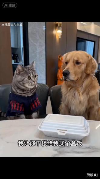我找茬都说不出这种话 #AI #吃货猫狗 #宠物成精啦 #金毛