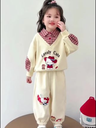 女童秋装套装2025新款3-6岁幼儿园潮款小童女宝春秋季洋气两件套#高品质童装 #新款分享 #两件套装 #洋气上档次 #女童穿搭