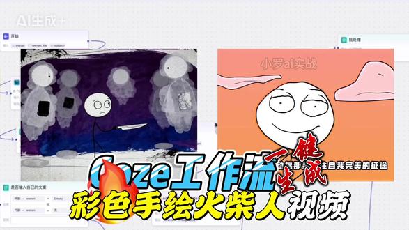 【Coze工作流】用扣子工作流一键生成彩色手绘火柴人讲哲学视 剪辑视频的效率得到了提高。#coze#ai #干货分享 #coze工作流 #扣子
