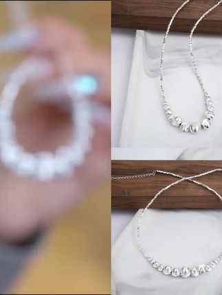 链子925银 猫眼碎银子拉丝项链女小米珠高级轻奢时尚简约又#穿搭 #首饰分享 #饰品轻奢小众高级感 #仙女必备 #项链