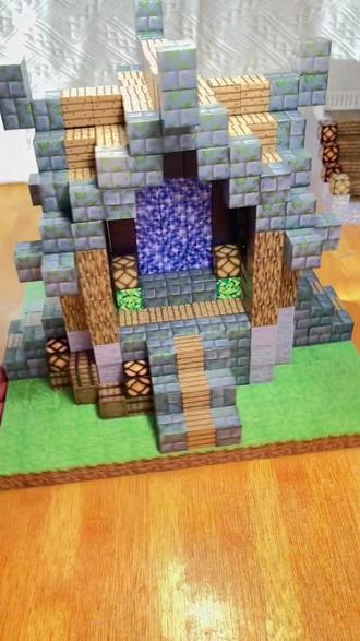 用我的世界磁力方块自己diy一座下界传送门#磁力方块 #磁力方块积木 #我的世界 #我的世界磁力方块 #益智玩具