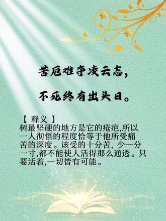 苦厄难夺凌云志不死终有出头时意思-抖音