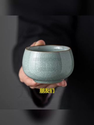 国潮新款汝窑冰花主人杯单杯开片个人专用茶杯陶瓷品茗杯茶道用品