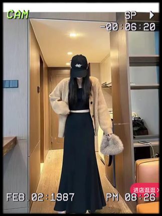 【空气棉】【两个裙长】鱼尾半身裙女秋季2025新款高腰显瘦a字裙子#鱼尾裙 #长裙 #显高显瘦显腿长 #秋季新款穿搭 #慵懒风穿搭