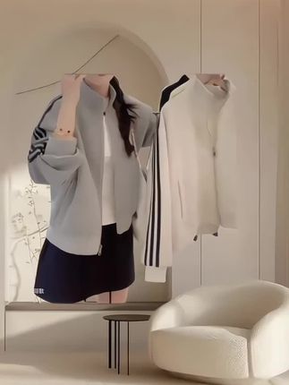 春季新款经典肩膀条纹韩版休闲百搭短款开衫卫衣外套LK2502313#开春搭配 #洋气减龄 #春款外套 #休闲风 #小众设计感