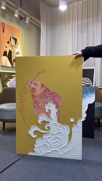 客厅空荡荡?这幅锦鲤画给你满满好运!包邮退货无忧