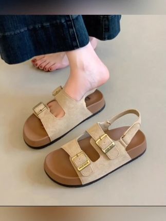 超火休闲勃肯凉鞋女款2025新款夏季厚底网红孕妇防滑沙滩罗马鞋子#谁穿谁好看#好穿不累脚 #软底软面穿上超舒服 #好鞋推荐